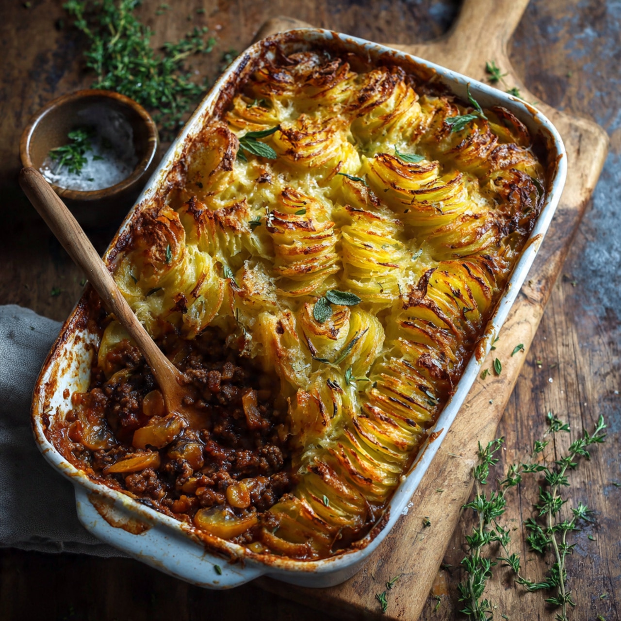 Mushroom, Ground Beef & Lentil Potato Hotpot