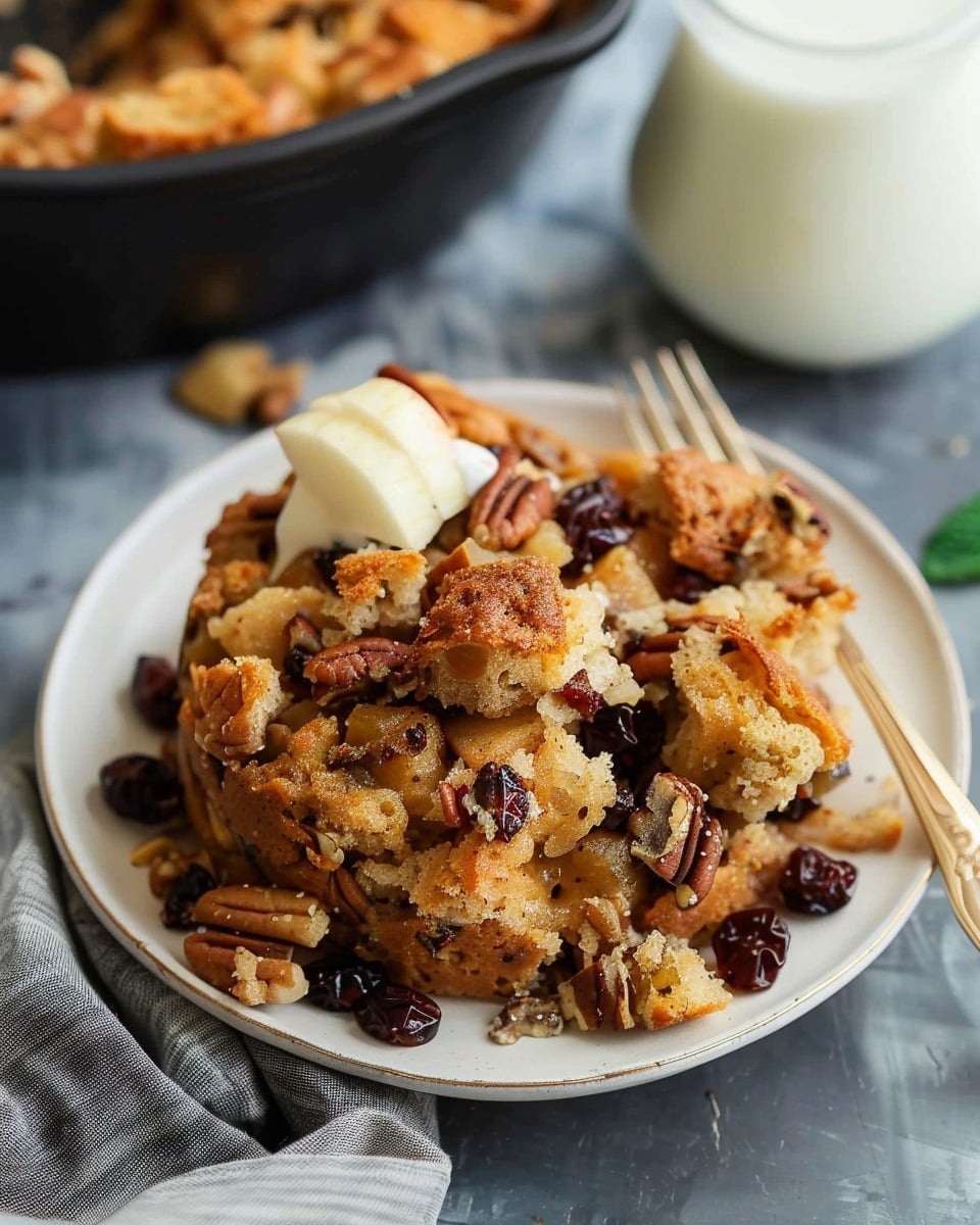 Easy Irish Soda Bread Pudding with Currants, Apple & Pecans