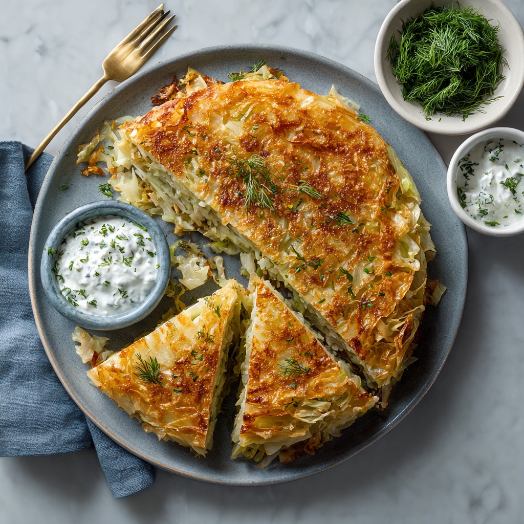 Crispy Cabbage Pie with Dill Cream Sauce