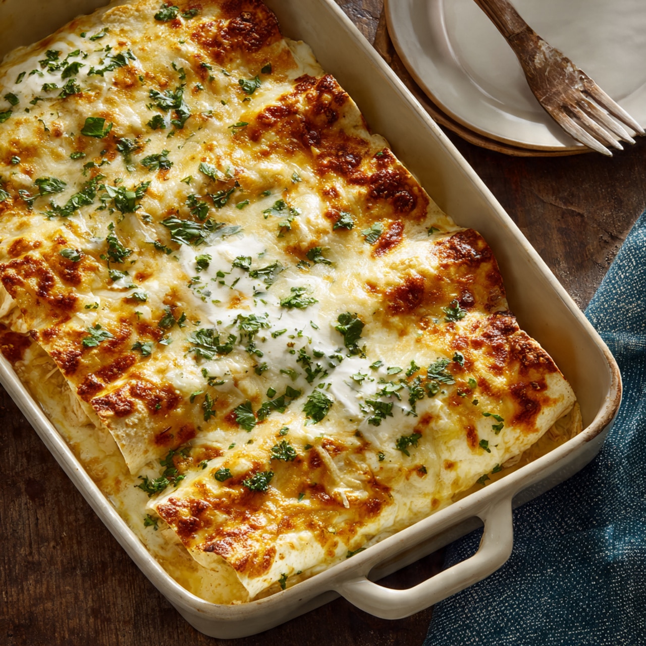 Easy White Chicken Enchiladas with Creamy White Sauce