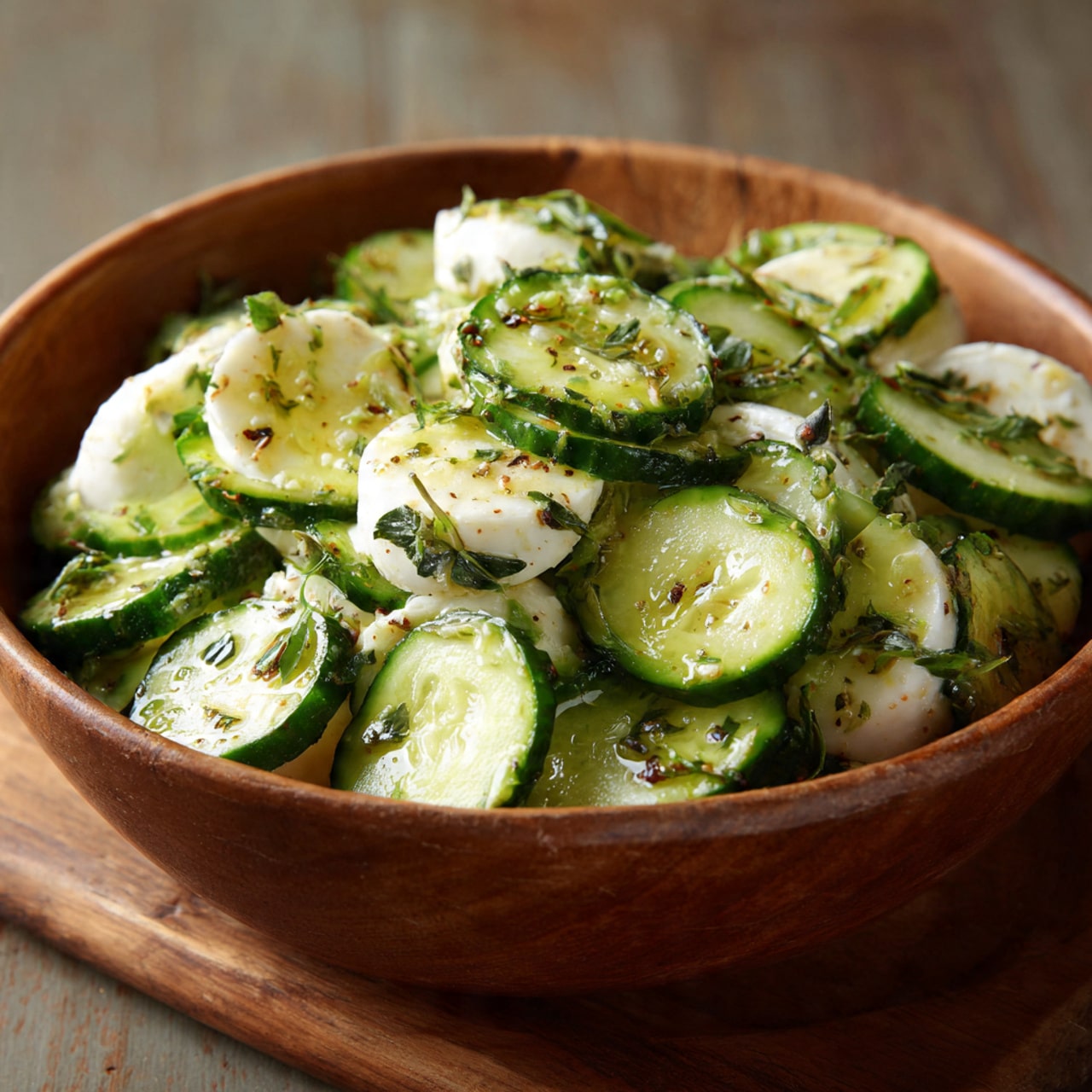 Quick Cucumber Mozzarella Salad