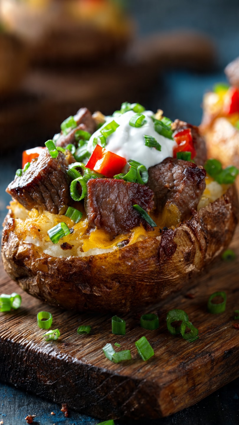 Loaded Baked Potato with Steak Bites
