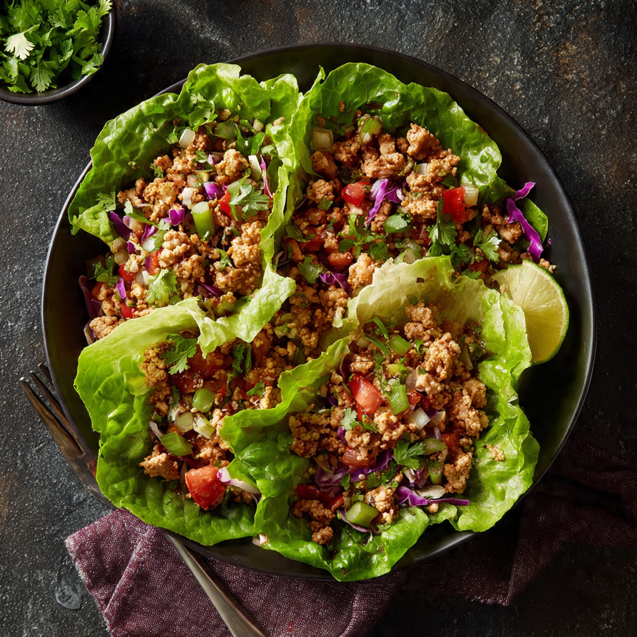 Healthy Ground Turkey Lettuce Wrap Bowls