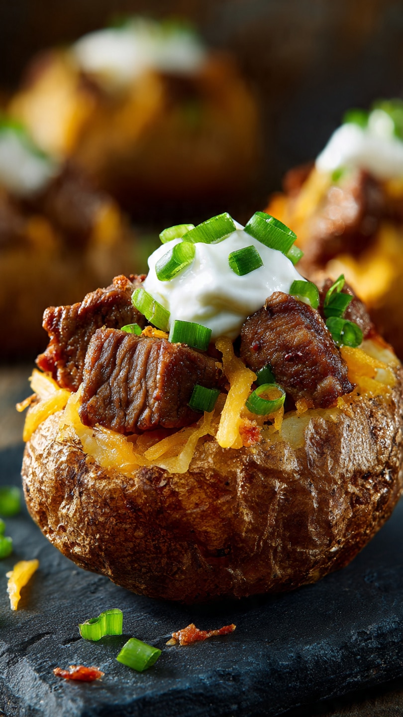 Loaded Baked Potato with Steak Bites