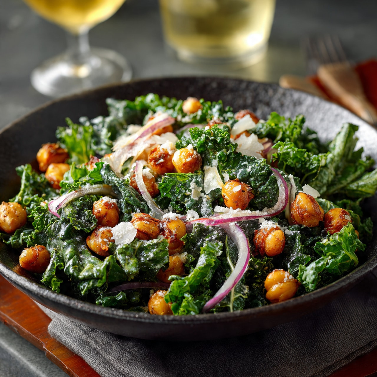 Mediterranean Kale and Roasted Chickpea Salad