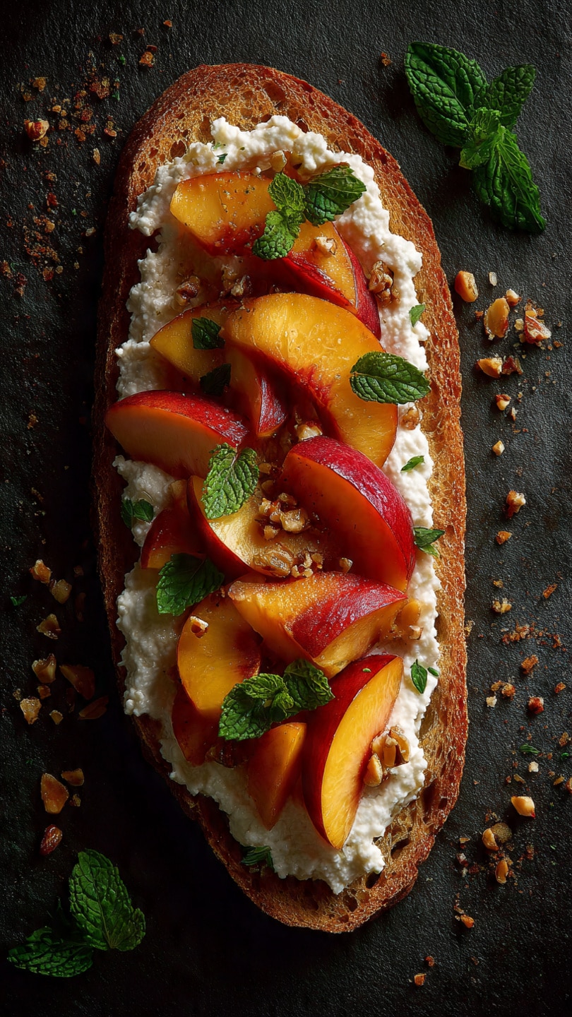Best Peach Bruschetta With Whipped Ricotta
