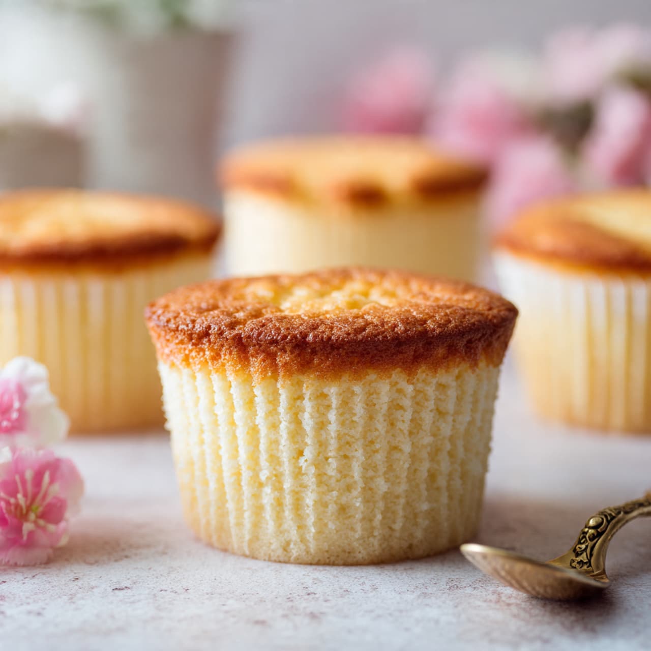 Fluffy Japanese Cotton Cheesecake Cupcakes