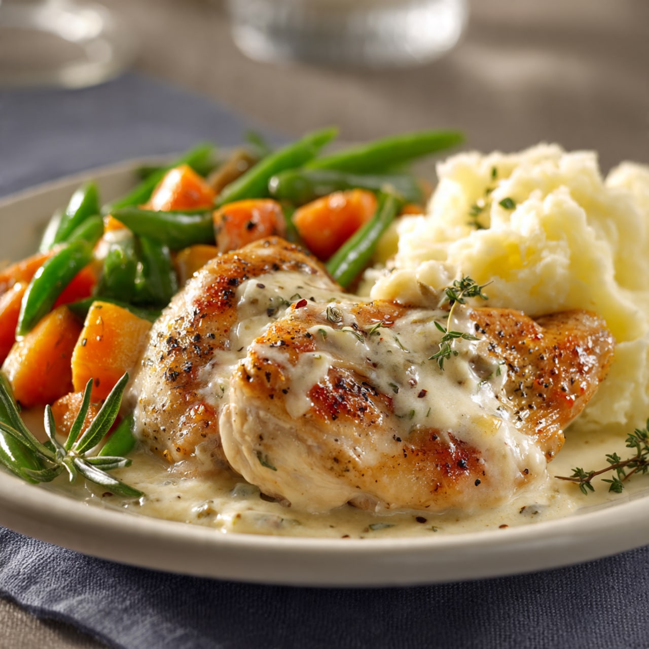 Creamy Garlic Chicken & Vegetables