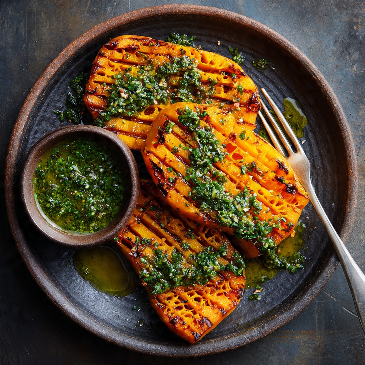 Grilled Butternut Squash with Chimichurri
