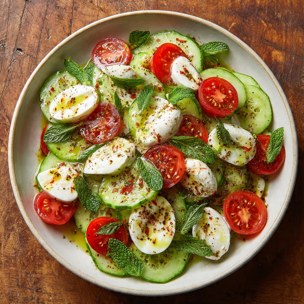 Easy Cucumber Caprese Salad