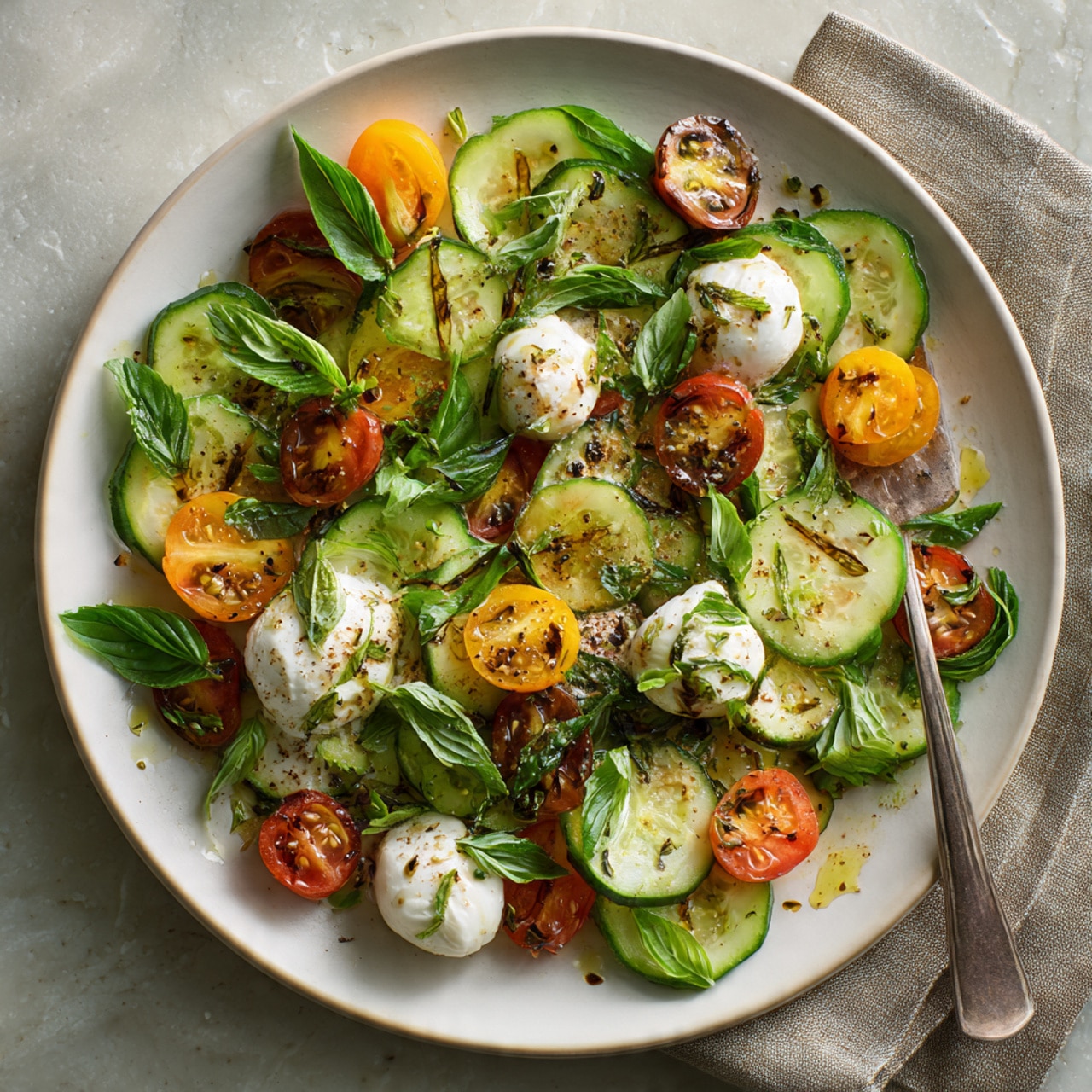 Easy Cucumber Caprese Salad