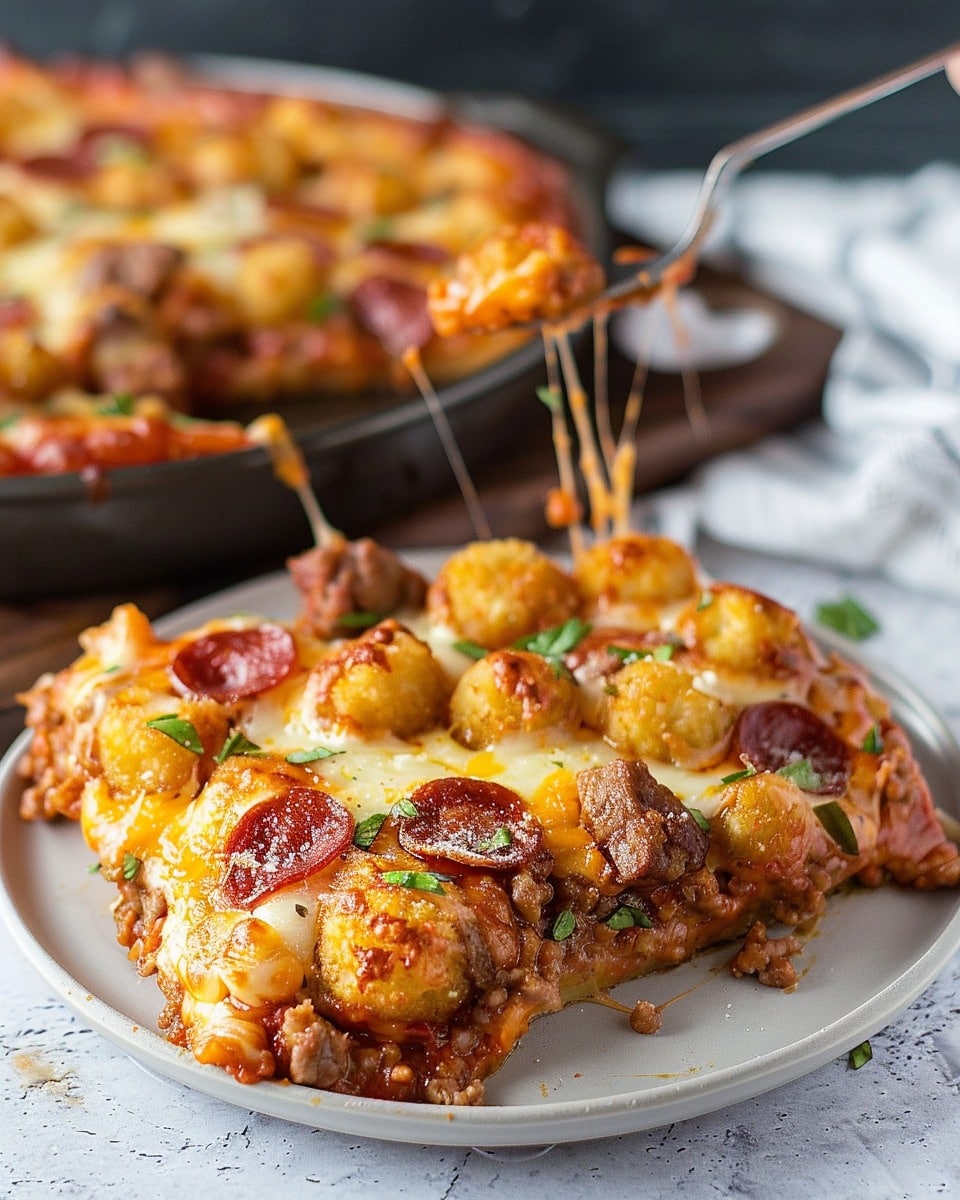 Meat Lovers' Tater Tot Pizza Casserole