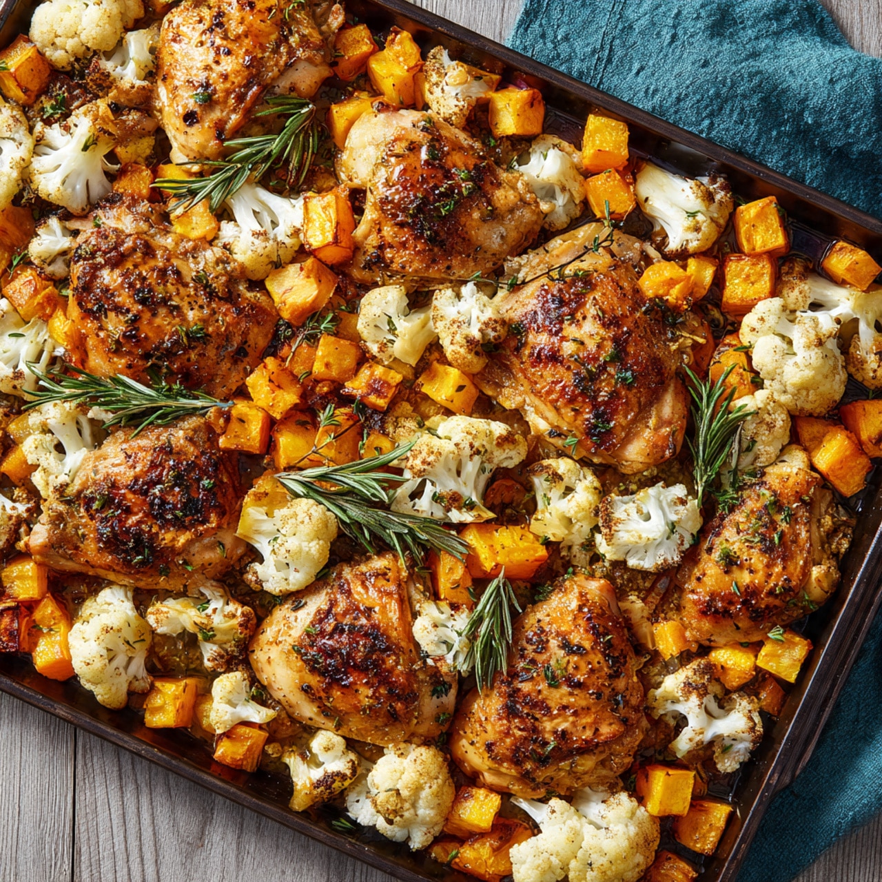 Sheet Pan Chicken with Butternut Squash and Cauliflower