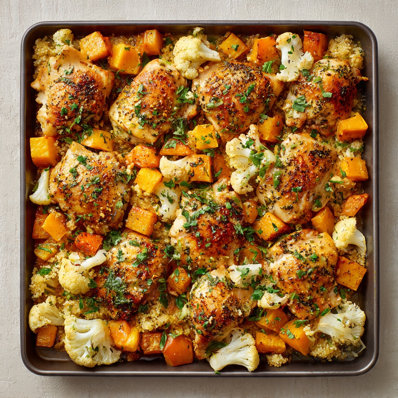 Sheet Pan Chicken with Butternut Squash and Cauliflower