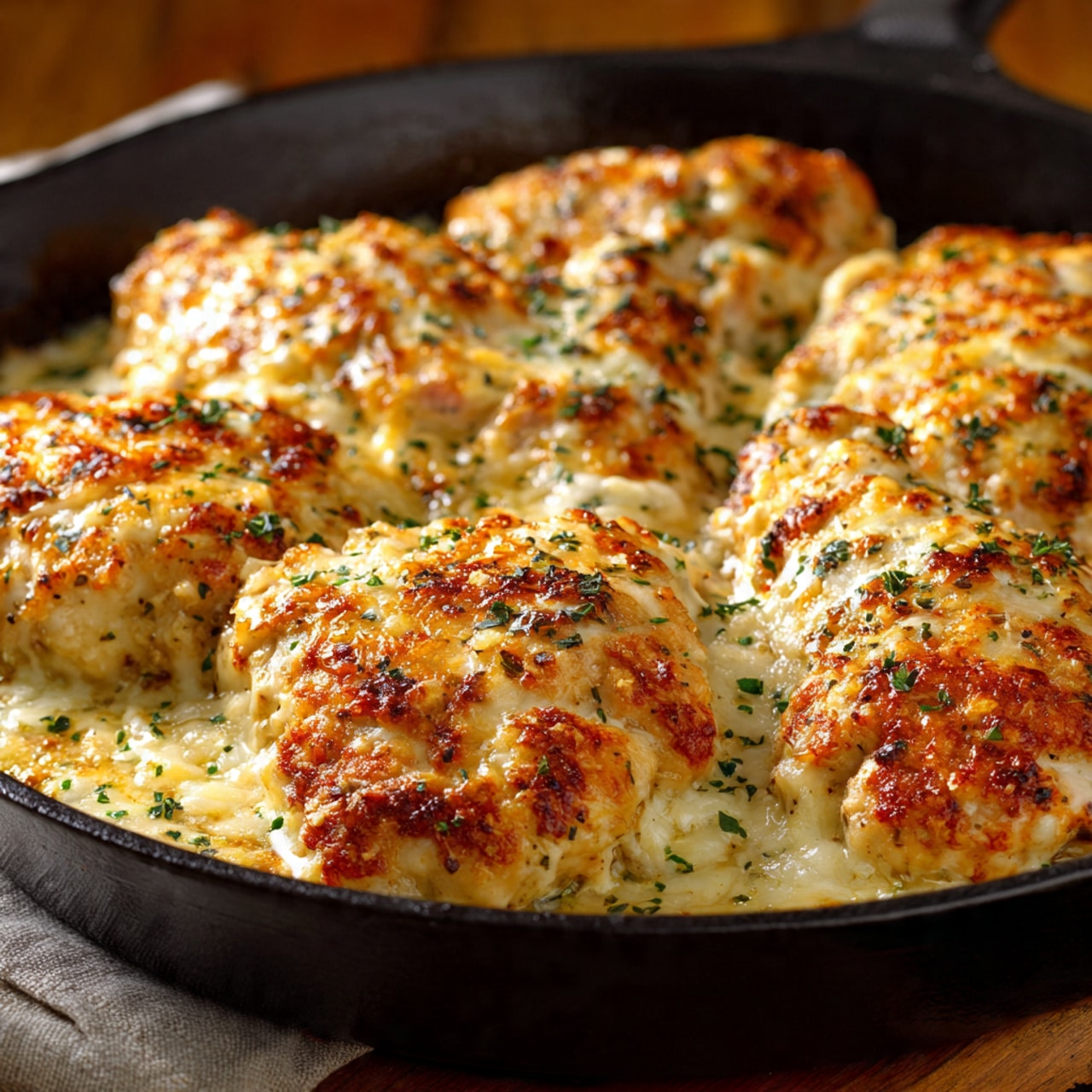 Irresistibly Cheesy Garlic Parmesan Chicken Skillet