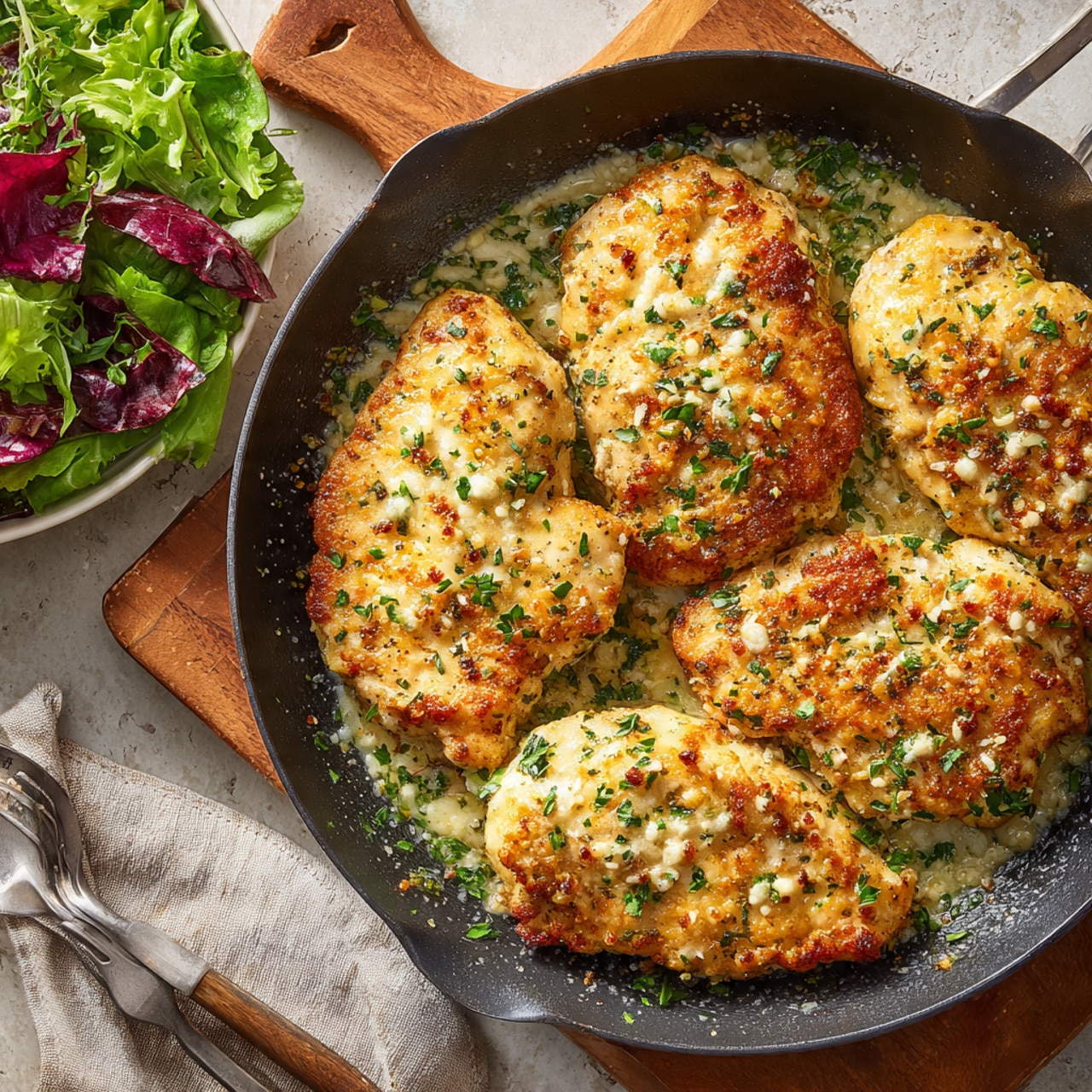 Irresistibly Cheesy Garlic Parmesan Chicken Skillet