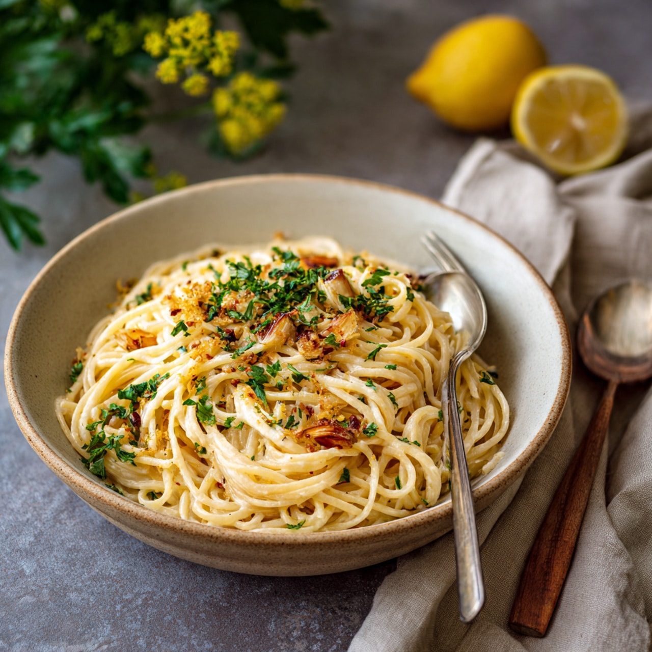 Creamy Roast Garlic and Lemon Pasta Sauce