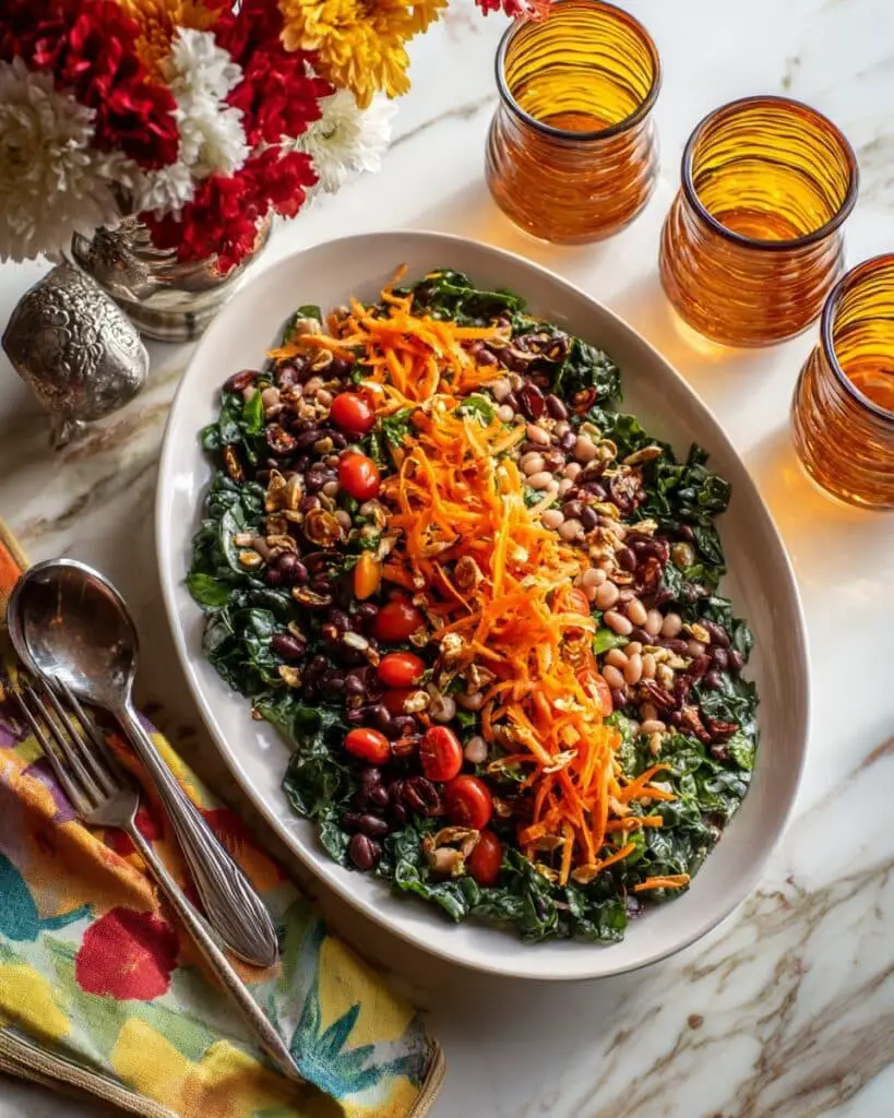 Collard Greens and Black-Eyed Pea Salad with Fried Onions and Peanuts Recipe