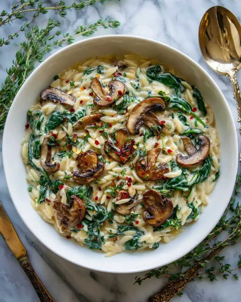 Spinach Mushroom Orzo Recipe