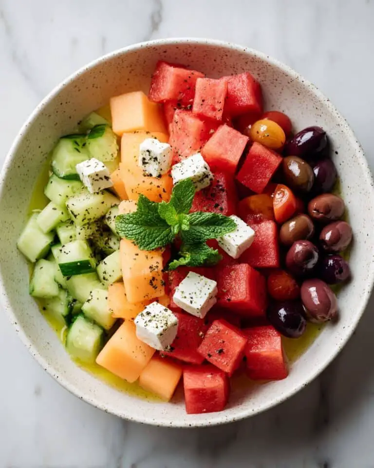 Peach Watermelon Salad with Mint, Lime, and Feta Recipe