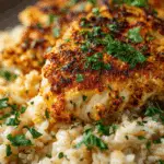 Golden Garlic Parmesan Chicken with Creamy Cajun Butter Rice