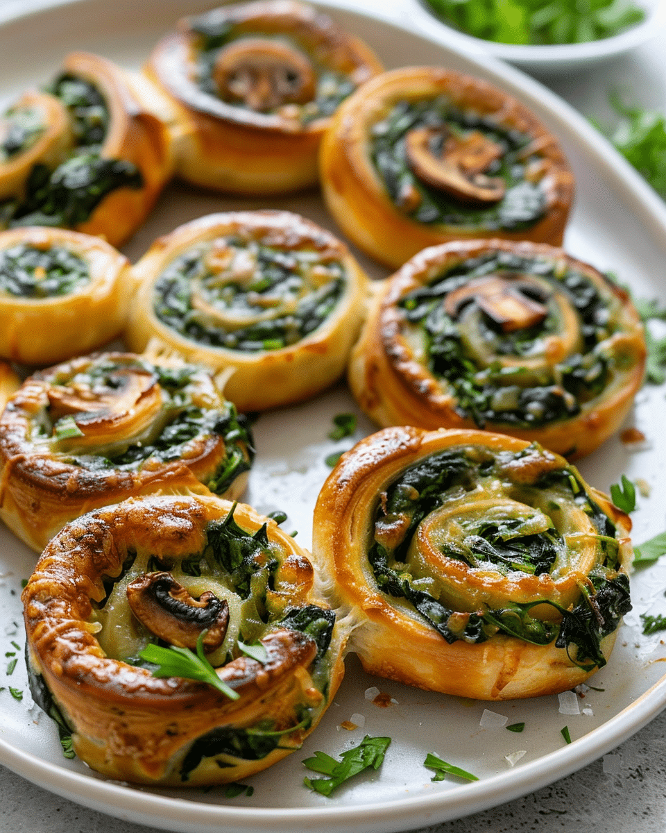 Spinach and Mushroom Pinwheels