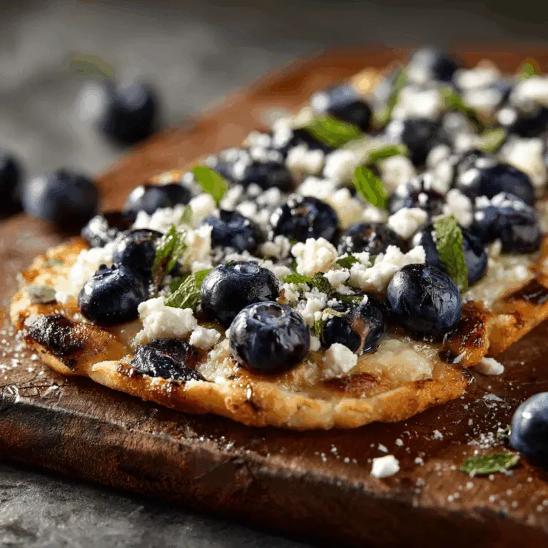 Blueberry Feta Flatbread with Hot Honey