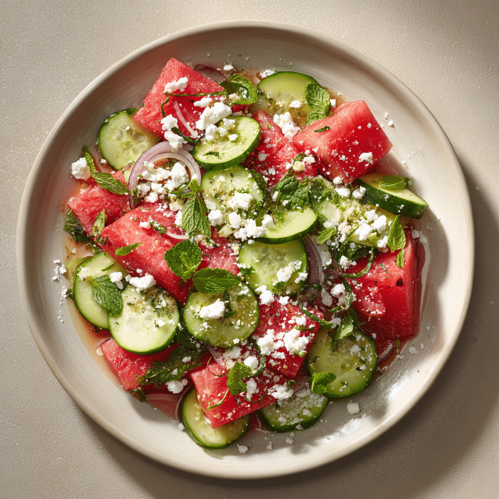 Watermelon Salad with Cucumber and Feta