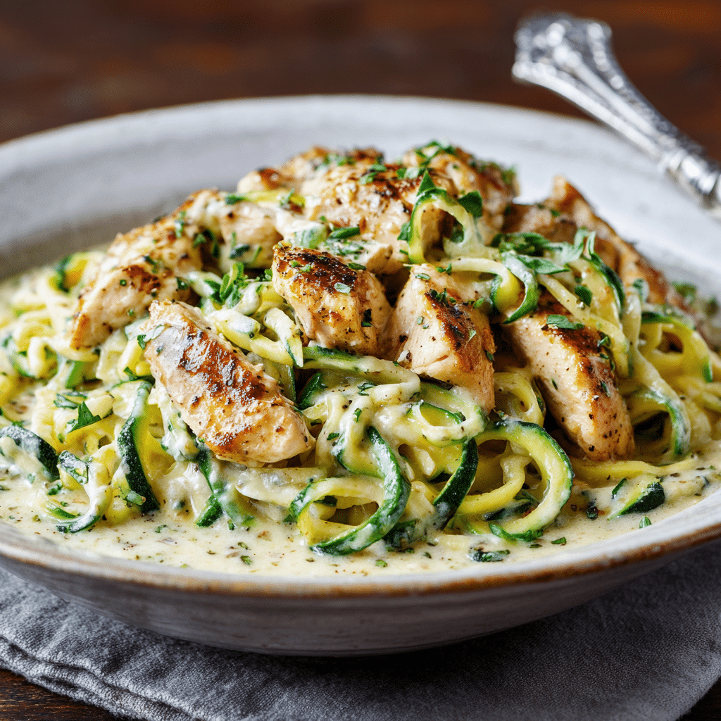 Keto Chicken Alfredo with Zucchini Noodles