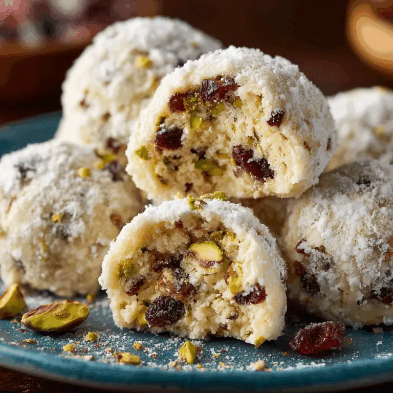 Cranberry Pistachio Snowball Cookies