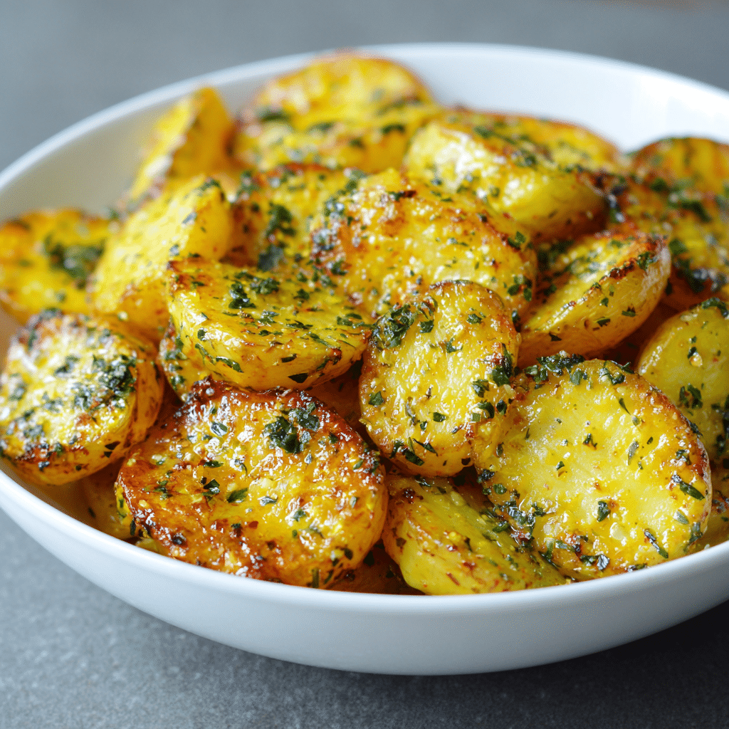 Baked Mustard Lemon Potatoes with Garlic and Oregano
