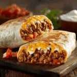 Cheesy Beef & Potato Burritos with Nacho Drizzle