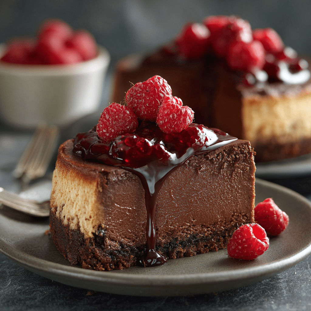 Dark Chocolate Raspberry Cheesecake