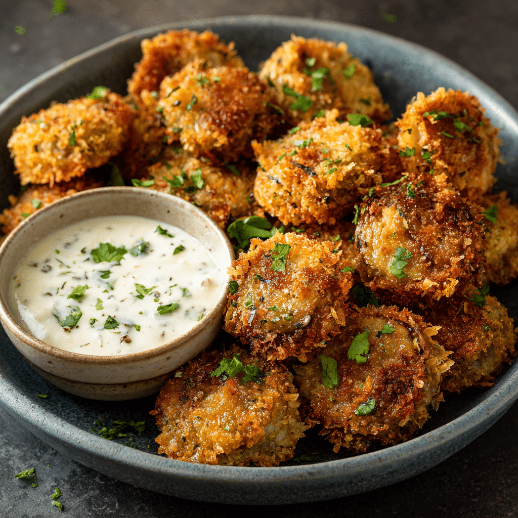 Crispy Fried Mushrooms with Ranch Dip