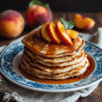 Peach Pancakes with Cinnamon Maple Syrup