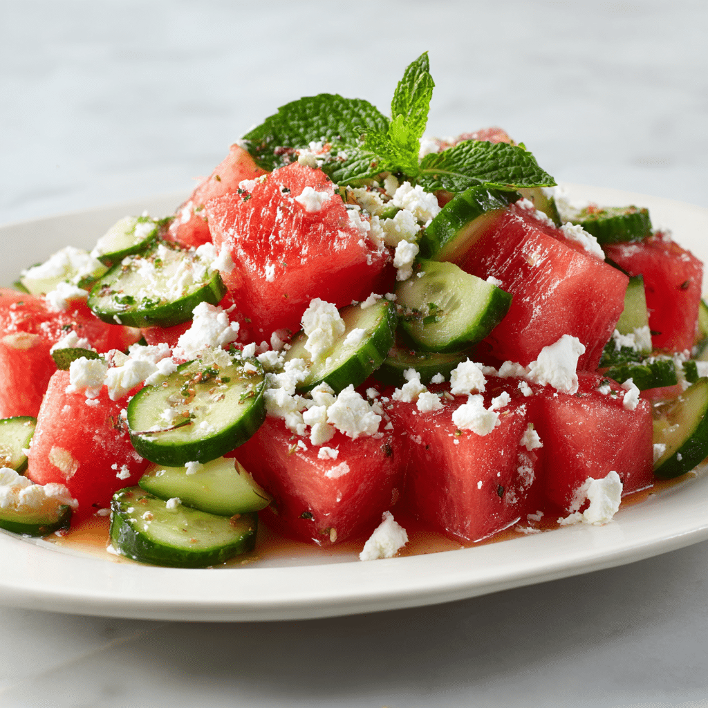 Watermelon Cucumber Feta Salad