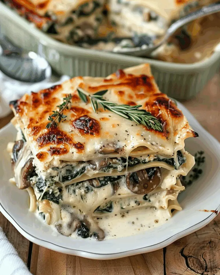 Creamy Spinach Mushroom Lasagna
