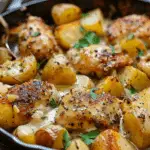 Garlic Parmesan Chicken and Potatoes Skillet