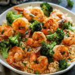 Garlic Butter Shrimp with Broccoli Rice
