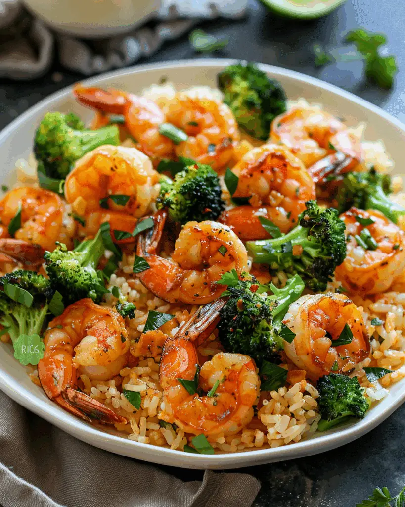 Garlic Butter Shrimp with Broccoli Rice