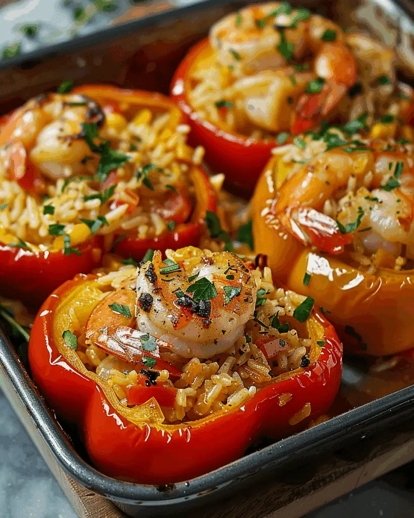 Garlic Butter Shrimp Stuffed Peppers