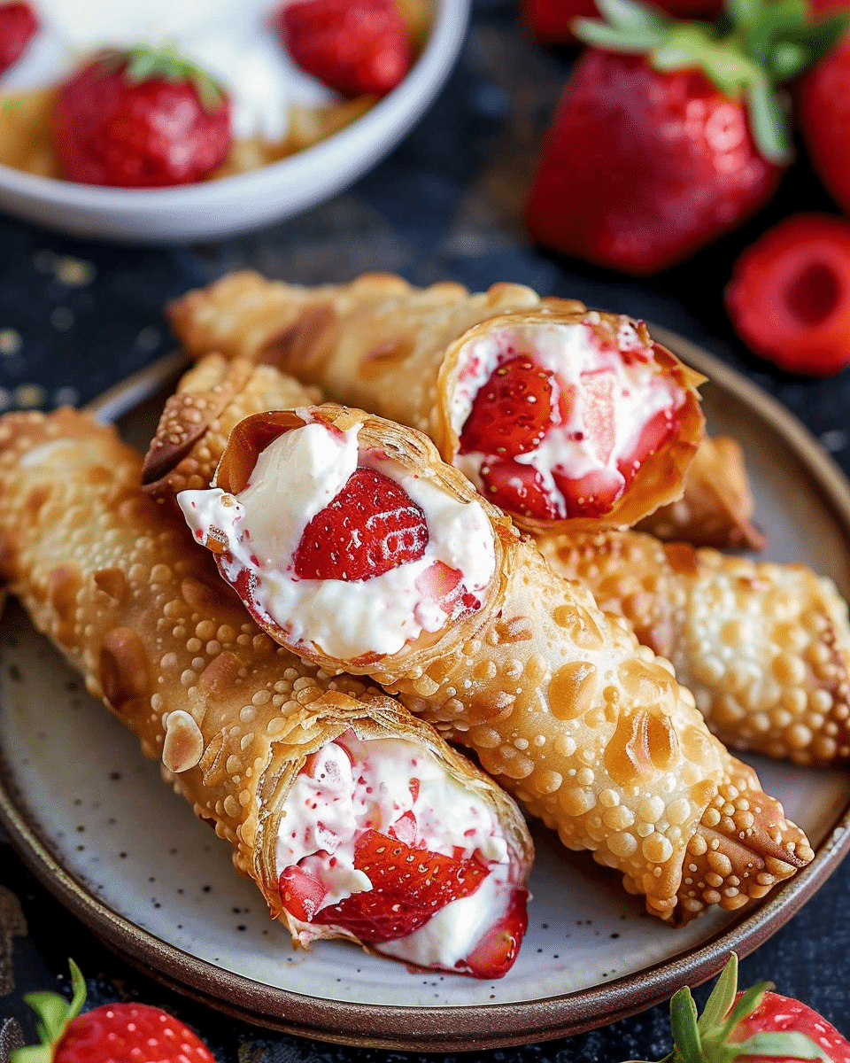 Strawberry Cheesecake Stuffed Eggrolls