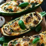 Spinach, Mushroom, and Ricotta Stuffed Zucchini Boats