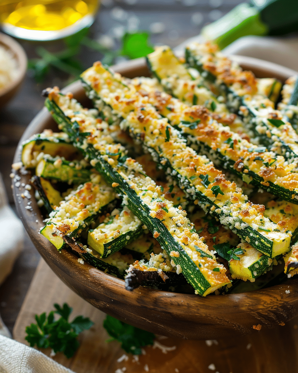 Crispy Parmesan Garlic Zucchini Fries