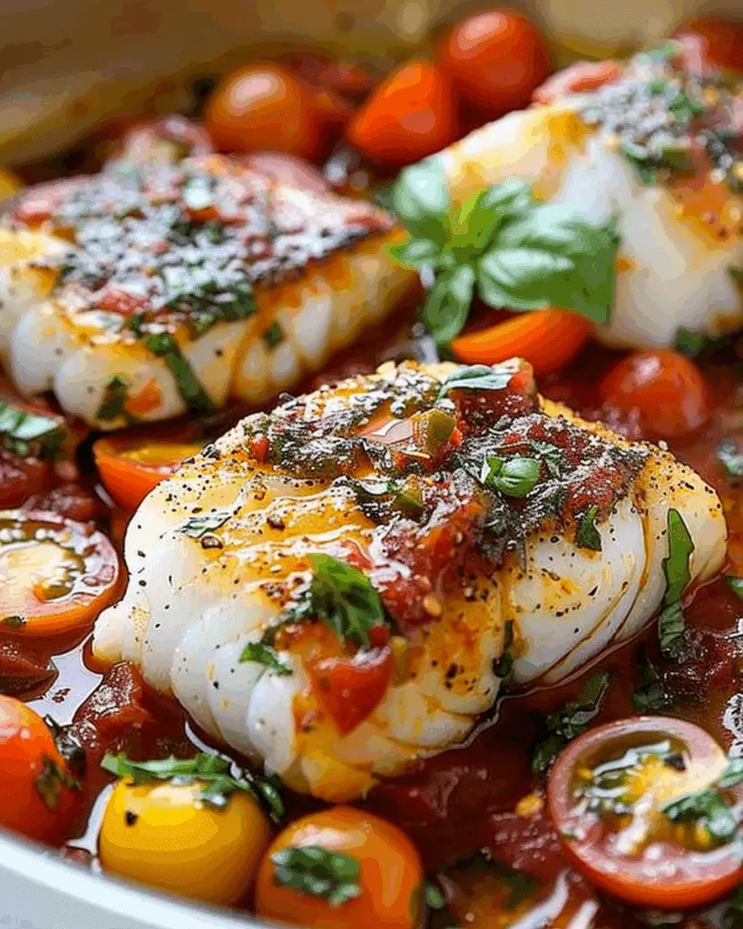 Fresh Cod with Tomato Basil Sauce