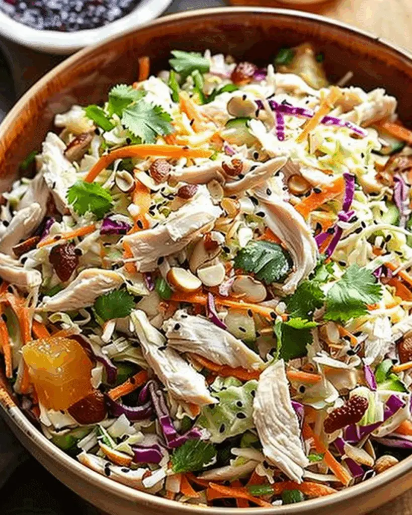 Chicken Coleslaw Salad with Ginger Sesame Dressing