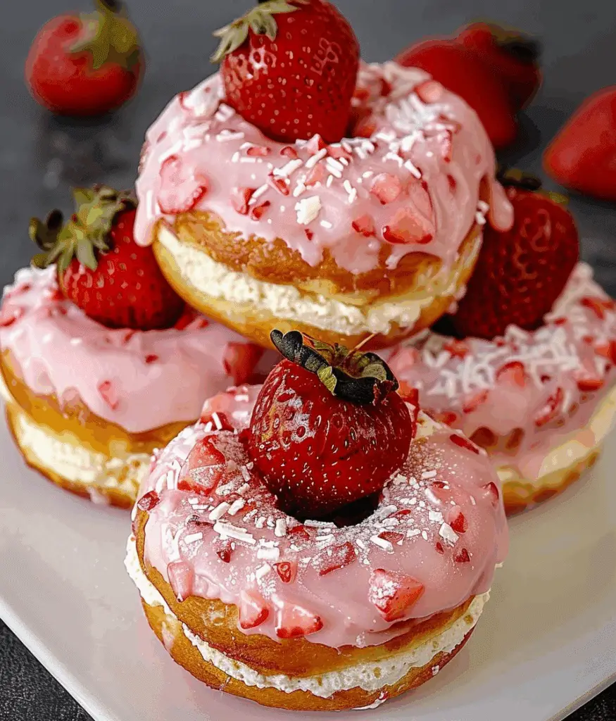 Strawberry Cheesecake Stuffed Donuts