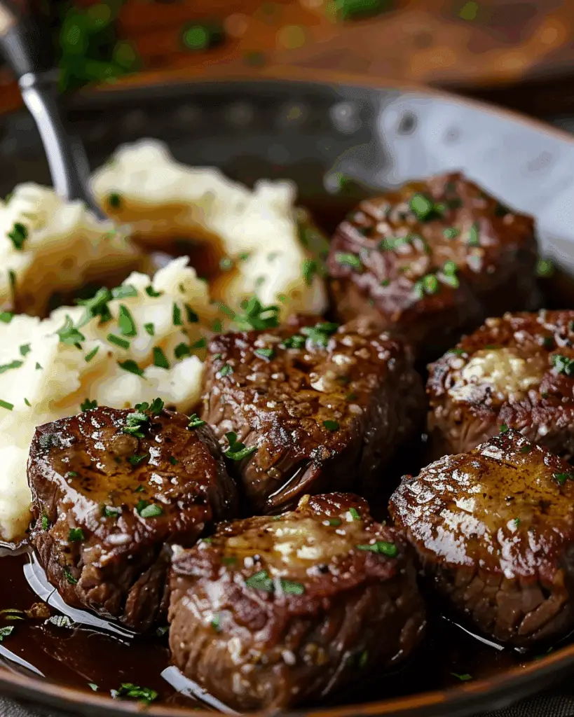 Garlic Parmesan Steak Bites with Mashed Potatoes: A Flavor-Packed Comfort Meal