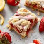 Strawberry Crumb Bars with Lemon Glaze