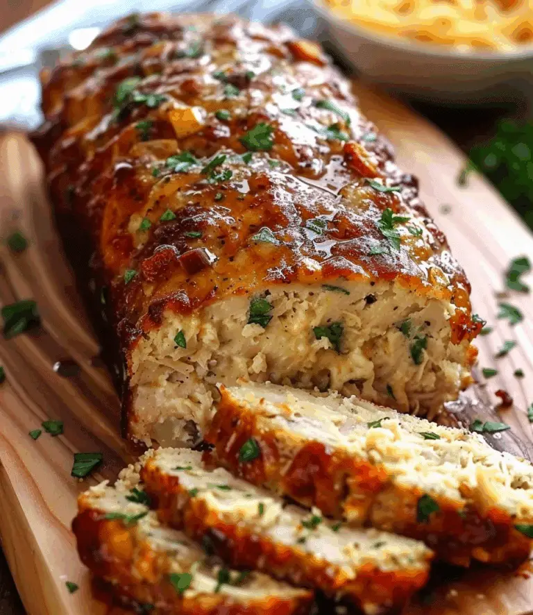 Melt-in-Your-Mouth Garlic Parmesan Chicken Meatloaf